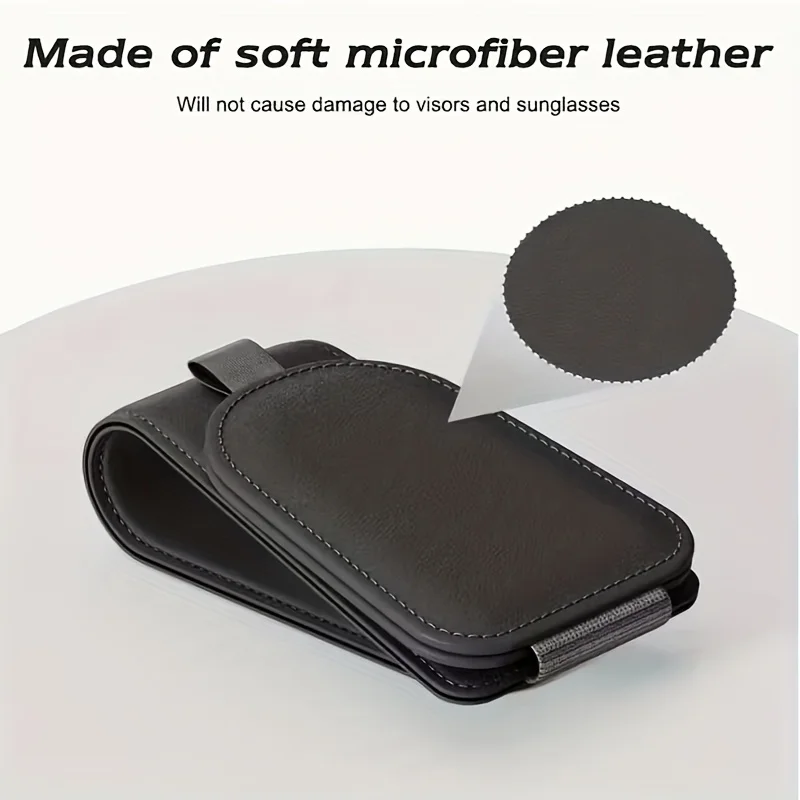 2-pack magnetic faux leather sunglasses clip, car sun visor glasses hook clip, suitable for glasses of different sizes