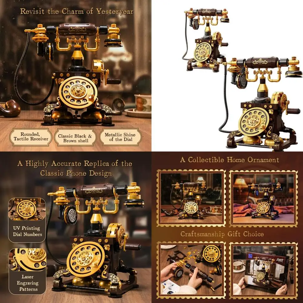 ชุดโทรศัพท์วินเทจ DIY สำหรับผู้ใหญ่: ชุดตัวต่อโทรศัพท์ย้อนยุคพร้อมดีไซน์สมจริง ของตกแต่งบ้านที่ไม่เหมือนใคร และของขวัญสำหรับคอลเลคชั่น