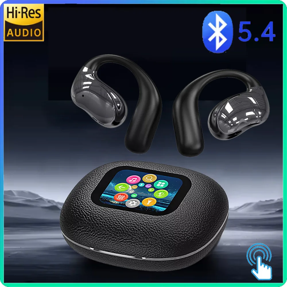 Open-Ear Wireless Headphones Color Touch Screen OWS Earphone Bluetooth 5.4 Business Headset 8 Hours Long Time Call Earphone