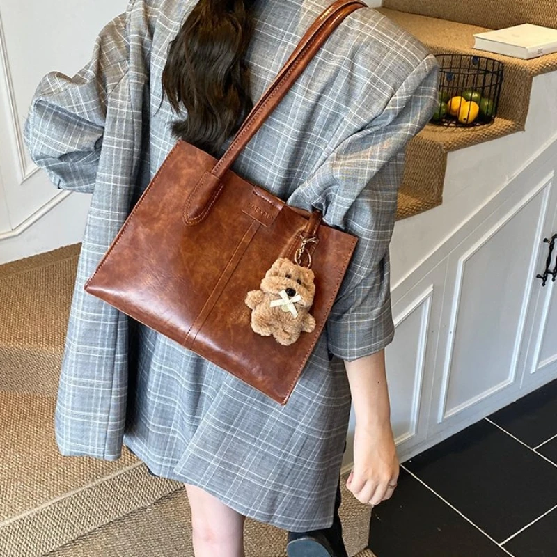 

Винтажные сумки через плечо большой вместимости для девочек, сумка подмышки, модная повседневная сумка-тоут для женщин, классная сумка для девочек Bolso Mujer