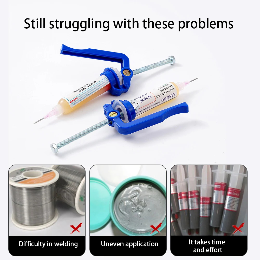 Pasta saldante Booster Saldatura Olio Ago Barile Estrusore Pistola per colla per riparazione circuiti stampati Strumento di propulsione Accessori per saldatura