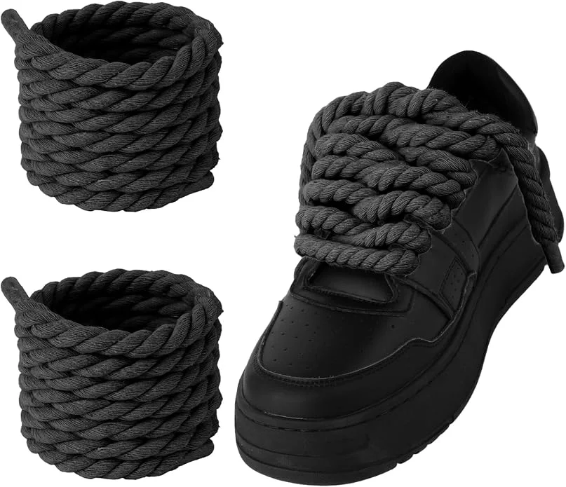 0,8 cm dicke geflochtene Seilschnürsenkel, dicke Baumwoll-Schnürsenkel als Ersatz für AF1-Sneaker, 100 cm/120 cm/140 cm/160 cm, Schuhdekoration