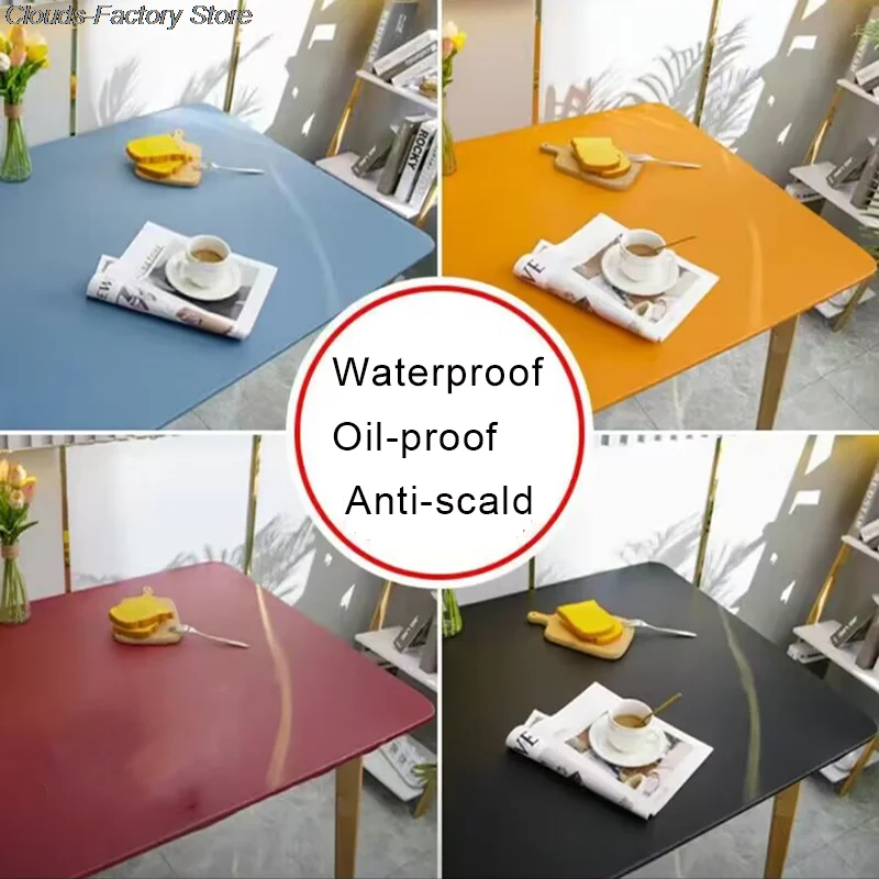 

New Waterproof Oilproof Tablecloth PU Leather Table Cover Student Desk Mat Office Decor Protector Custom Elasticity Table Cloth