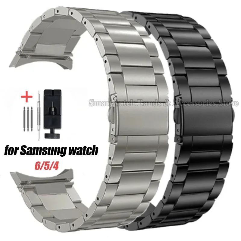 

Titanium Metal Watch Strap for Samsung Galaxy Watch6 5 4 Classic 46mm 47mm Watch 5 Pro 44/40mm Strap Curved End No Gaps Bracelet