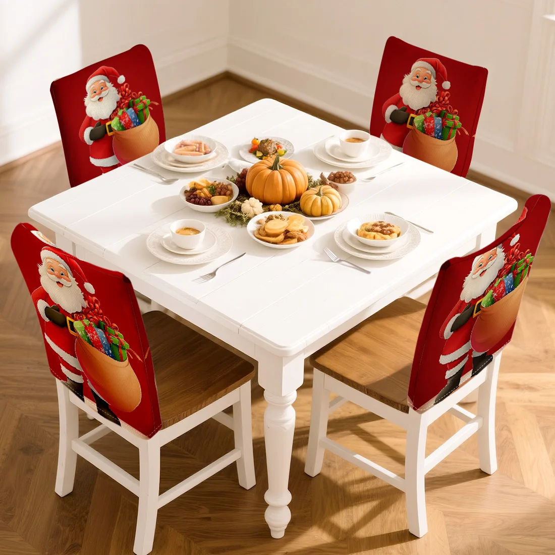 

4 шт./компл. 45x55 см Санта-Клаус чехол на стул украшение стола обеденные чехлы на стулья столовая бар вечерние банкет