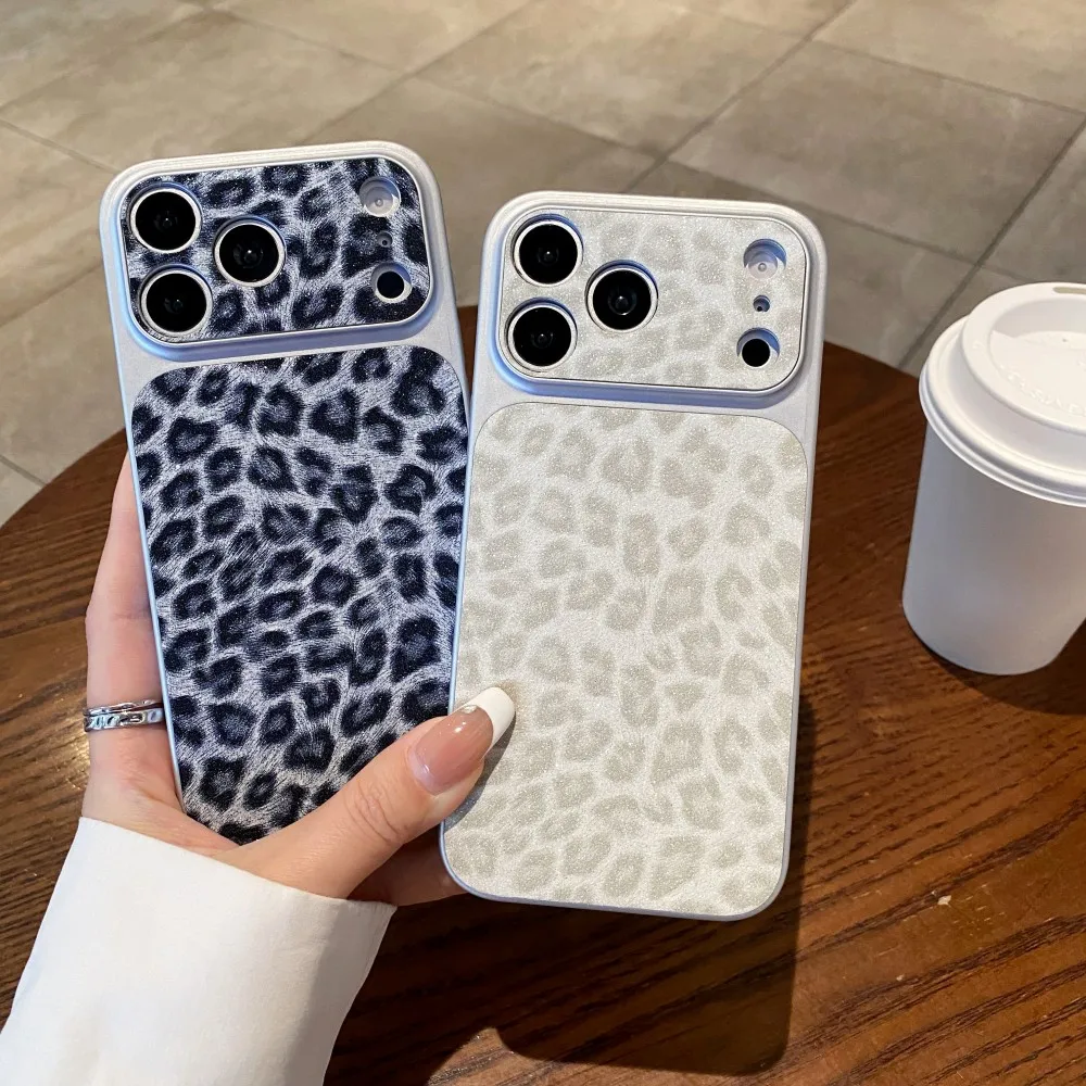 Leopardenmuster-Fenster-Handyhülle für iPhone 17 16 15 14 13 12 11 Pro Max – Rückseitige Schutzhülle mit Linsenschutz für iPhone 17 Pro Max
