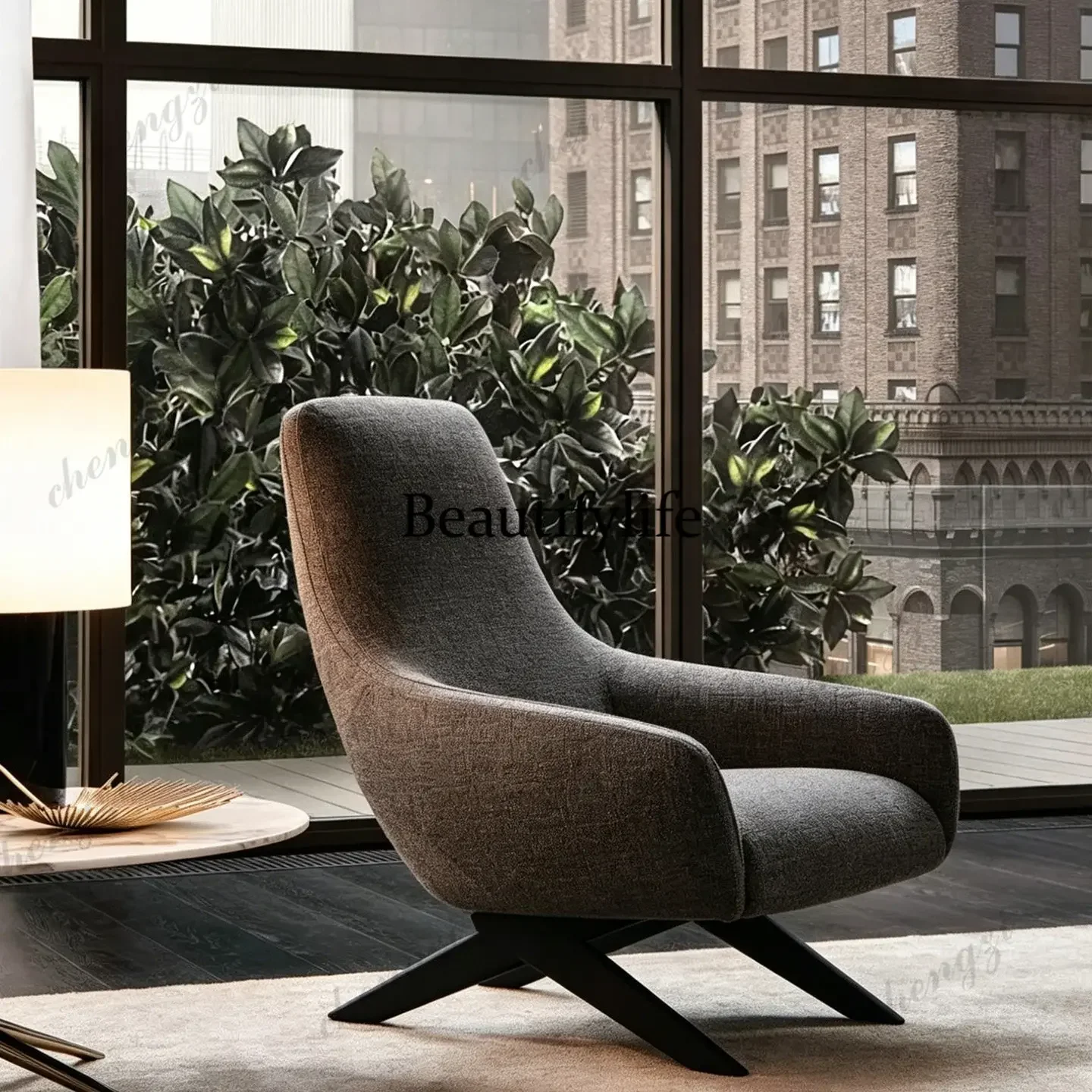 A4567Italian Leisure Chair B & B Hotel Lobby Clubhouse Model Room Beauty Salon Exhibition Hall High-end Solid Wood Single Sofa