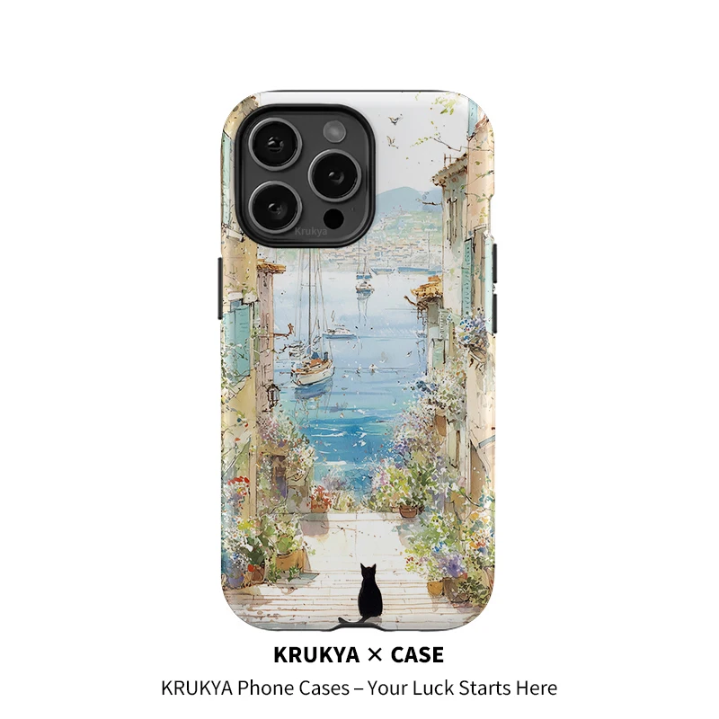 Krukya-funda de teléfono con flor de gato negro para iPhone 13, 11, 15, 16 Plus, 12, 14 Pro Max X XR XS SE 2020, funda de silicona suave de doble capa