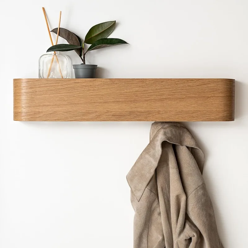 

Wall-Mounted Coat Rack 'Toke' | Modern Design Coat Rack with Hidden Wall Hooks Solid Wood Veneer Panel Coat Hanger