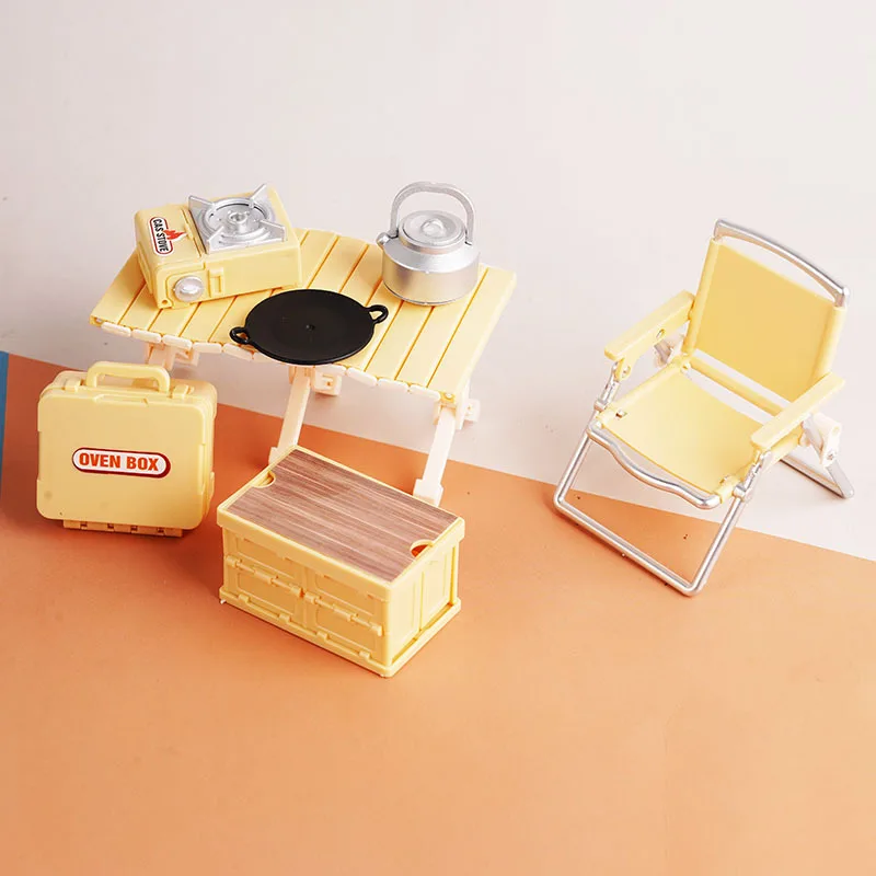 Maison de jeu pour enfants, jouets, chaises pliantes de Camping sur le terrain, Table de pique-nique, poêle à Cassette, Mini maison de poupée, modèle d'ornement
