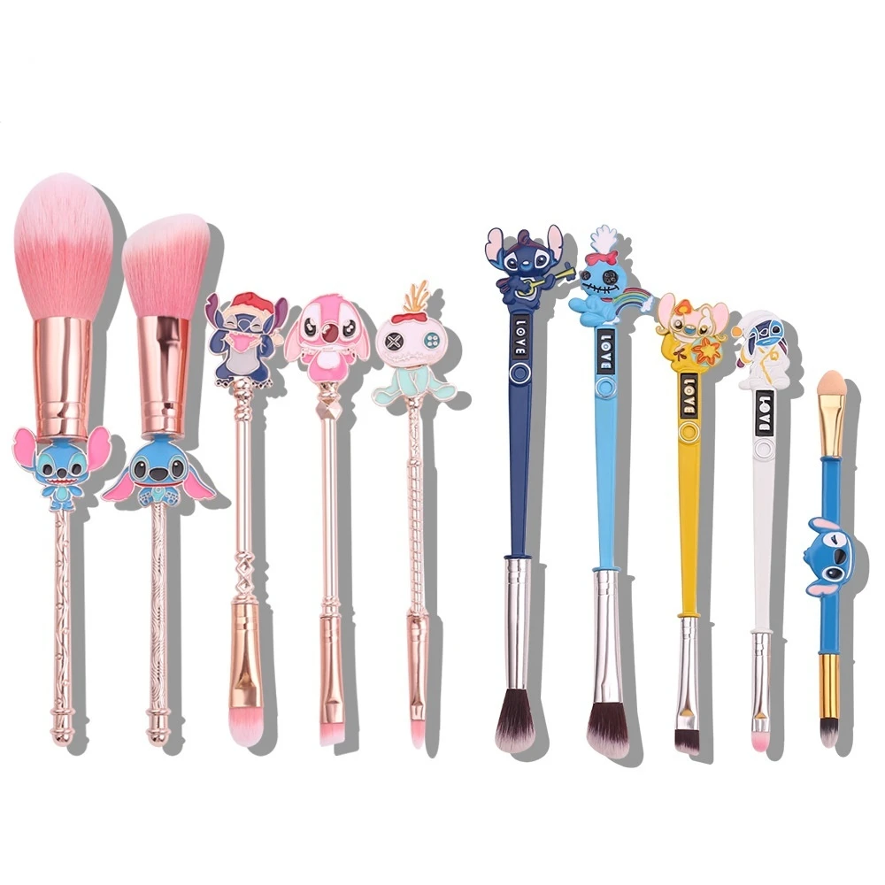 5 uds Stitch Disney brocha de maquillaje muñeca de Anime sombra de ojos base sombra de ojos completa rubor belleza suavizante herramientas de maquillaje regalo para niña