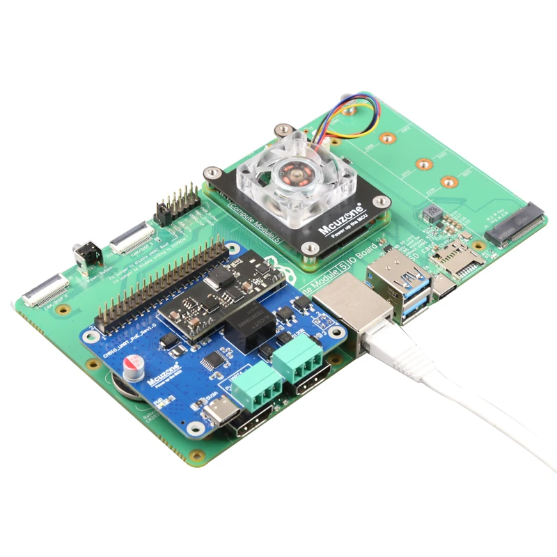 Raspberry Pi CM5IO UART-PoE HAT, 5V4.5A, RS232 e ISO RS485