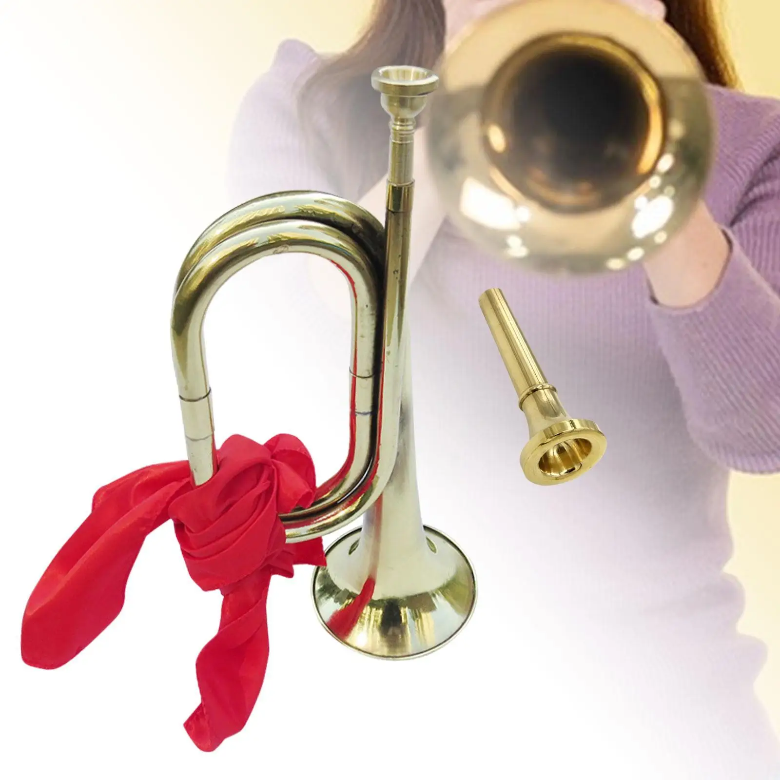 Bugle Trumpet Scouting Trumpet with Mouthpiece Classic Marching Bugle Blowing Bugle for School Band Beginner Students Kids