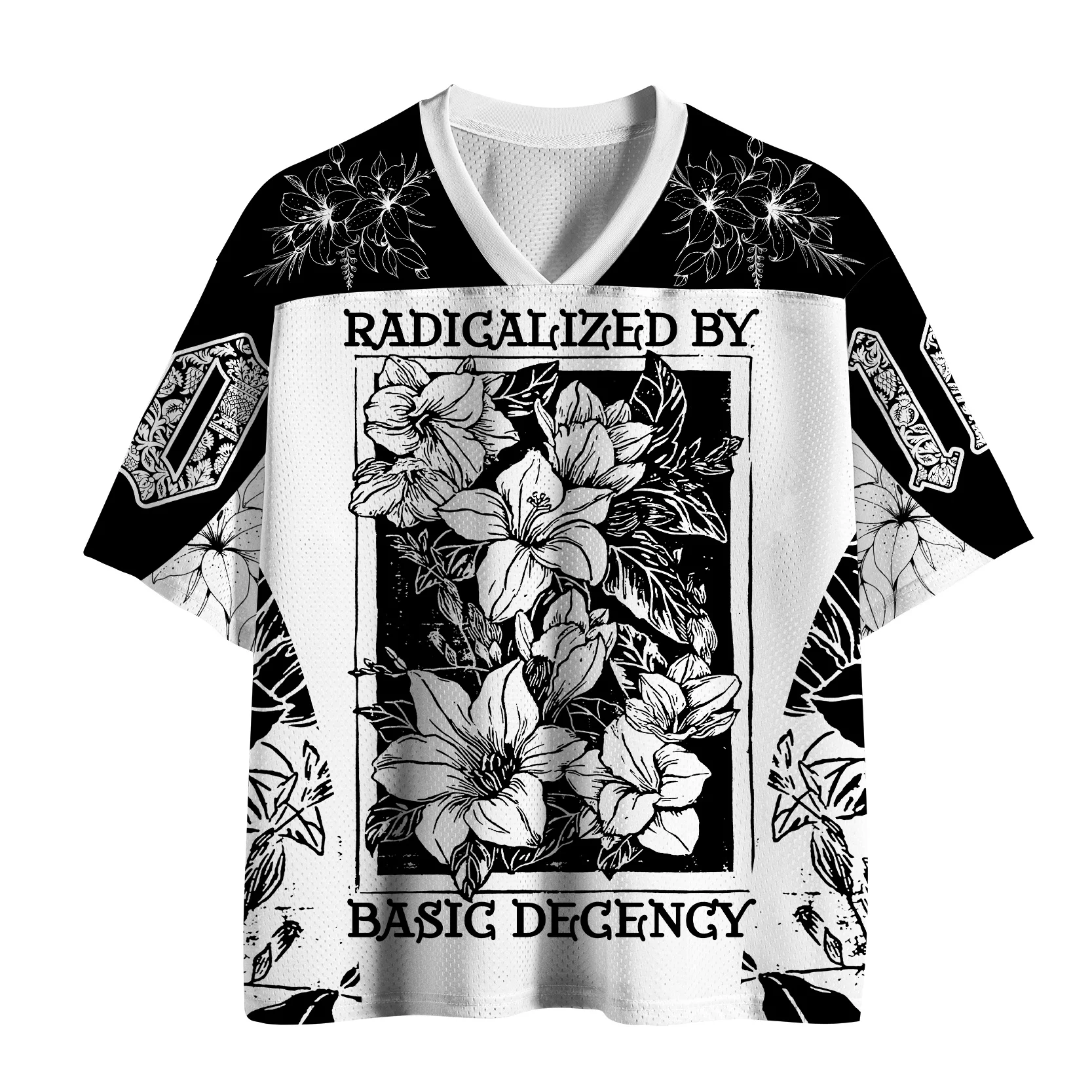 Novel Floral Pattern Printed Men's T-shirt Fashionable V-neck 3D Casual Outdoor Sports Adult Children Parent-child T-shirt