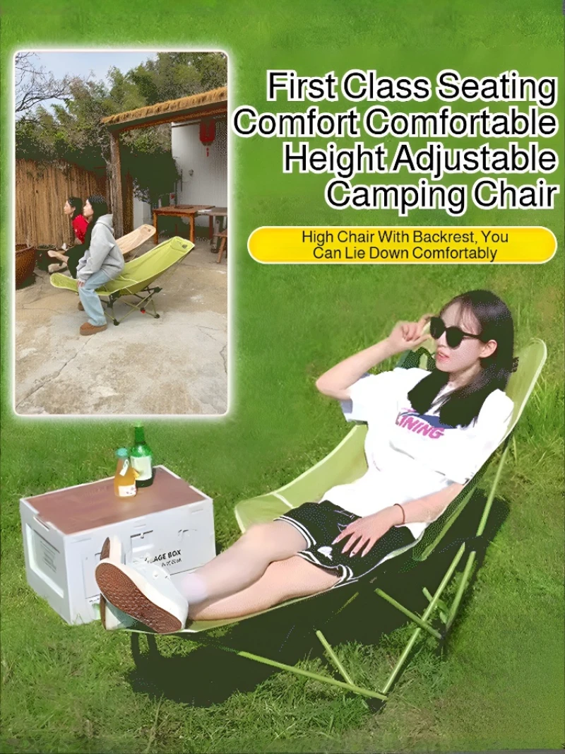 Portable Folding Chair Raised Chair Stool Adjustable Lunch Break Backrest Moon Chair Outdoor Picnic Beach Camping Fishing Lounge image 2