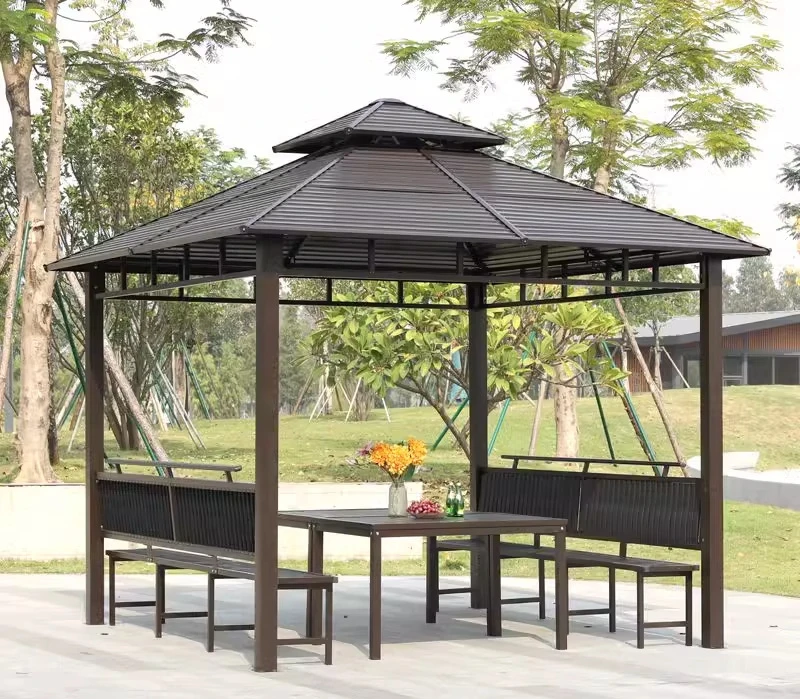 

2.5X2.5m Wall-Mounted Lean-to Pergola Gazebo with Built-in Drainage System Outdoor Furniture Canopy Pergola Category Product