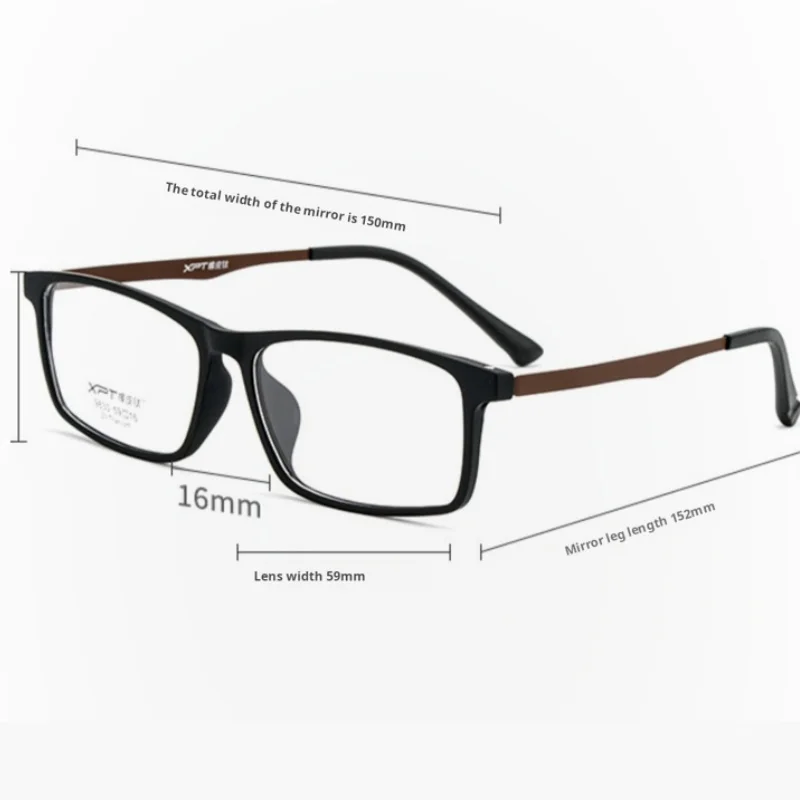 Men's TR90 Titanium Optical Prescription Eyeglasses Frame Ultralight Custom Myopia Progressive Comfort Large Size Square 9830