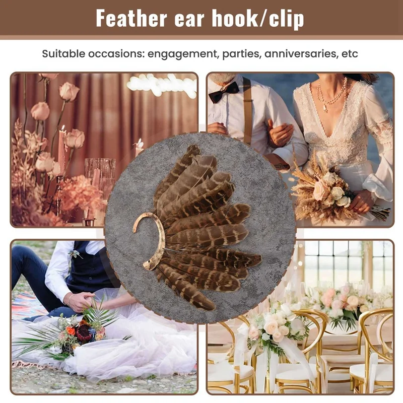 1Pcs Unisex Big Feather Ear Cuff Non Piercing Gold Clip On Earrings