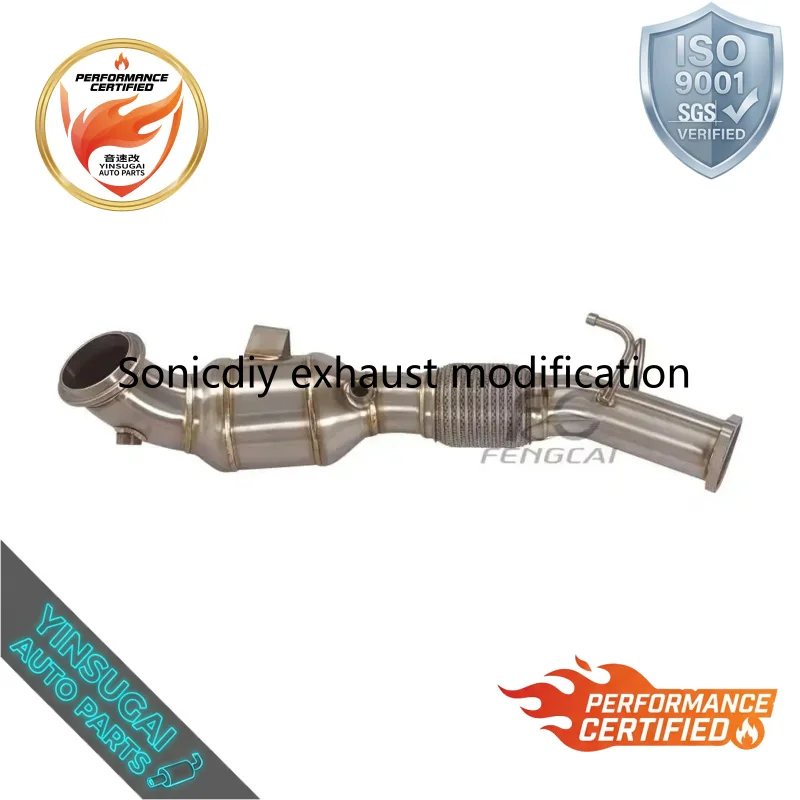 SS304 High-Flow Downpipe Exhaust Header for Ford Mondeo 2.0T 2014-2020 Insulated Heat Shield Sports Dump Pipe Power Upgrade