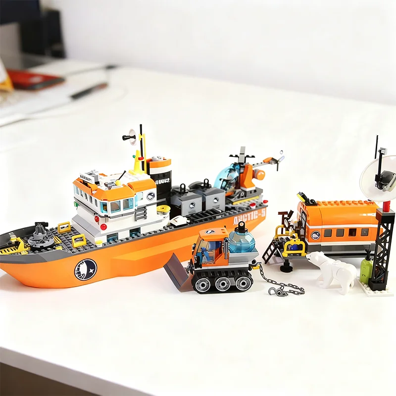 Conjuntos MOC compatibles de terceros, bloques de construcción de la serie City, exploración ártica, rompecabezas, barco, modelo grande, juguete de regalo para niños