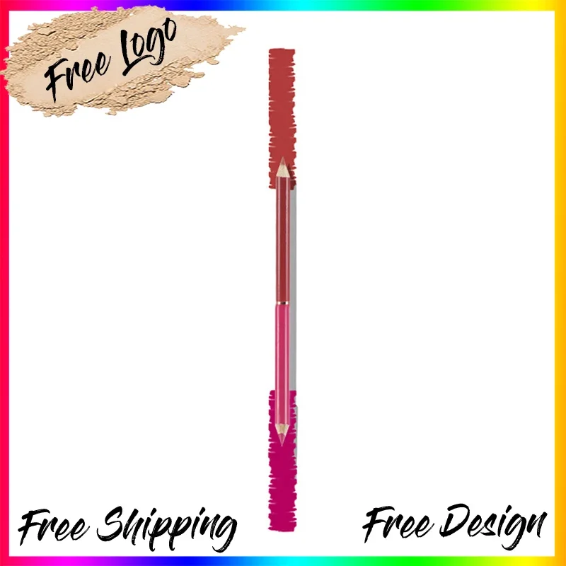 Custom 10colors Double-head Lipliner Waterproof Velvet Matte Sexy Red Contour Tint Long Lasting Female Cosmetic Makeup Bulk