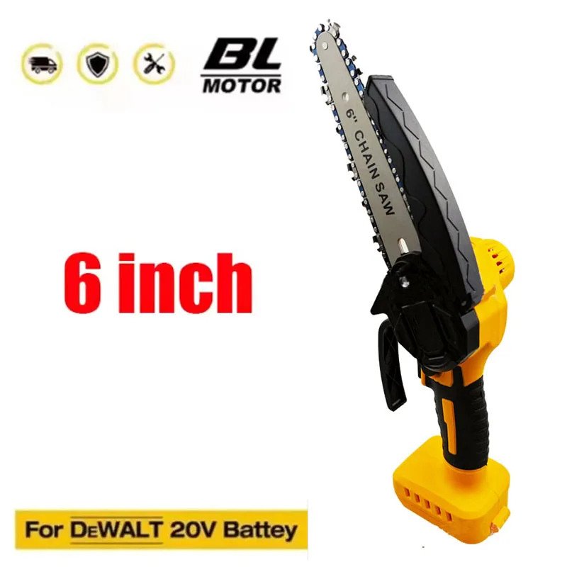 Electric Chainsaw Cordless Chain Saw 6 Inch Pruning Cutting Garden WoodworKing Power Tools for DeWALT18V Battery