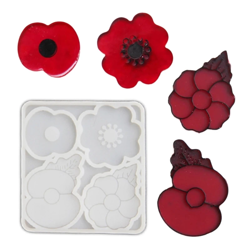 Silicone Poppys Flower Mold High Temperature Resistant Mould for Home Decorations Practical Jewelry Accessory Mold