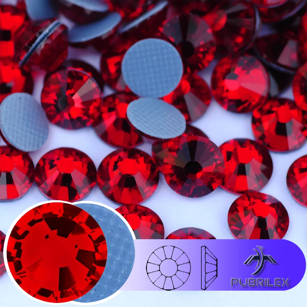 Cristales de imitación rojos Siam Hotfix con reverso plano para planchar, para manualidades, ropa, bricolaje, decoración de prendas con cristales.