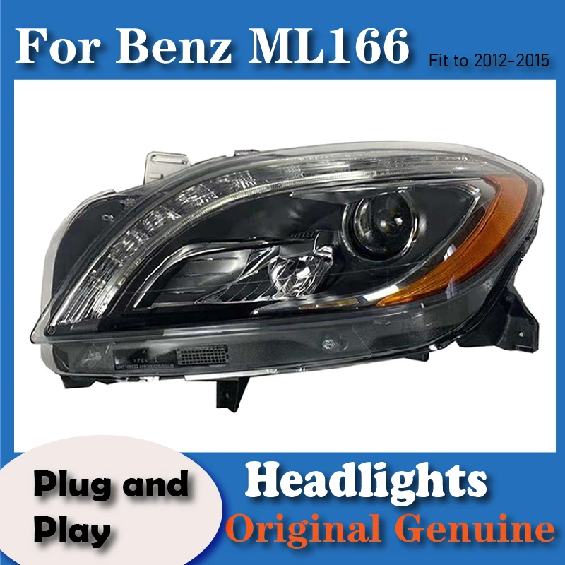 Car Front Light for Benz ML166 Headlights Assembly Xenon LED Headlamp US Version ML500 2012-2015 Plug and Play Orange Side