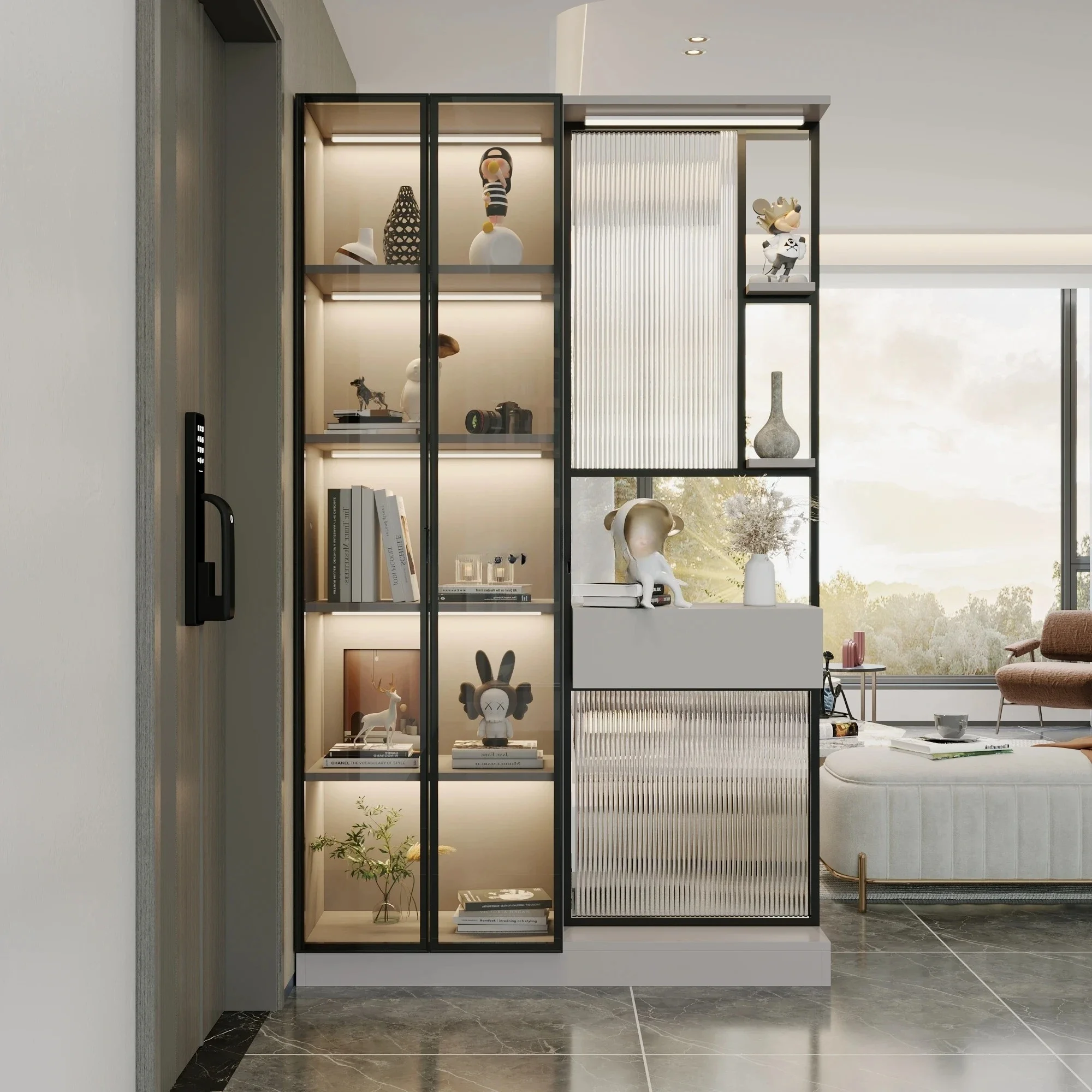 Living room sofa partition cabinet entering the door, entrance facing the door, double-sided screen cabinet
