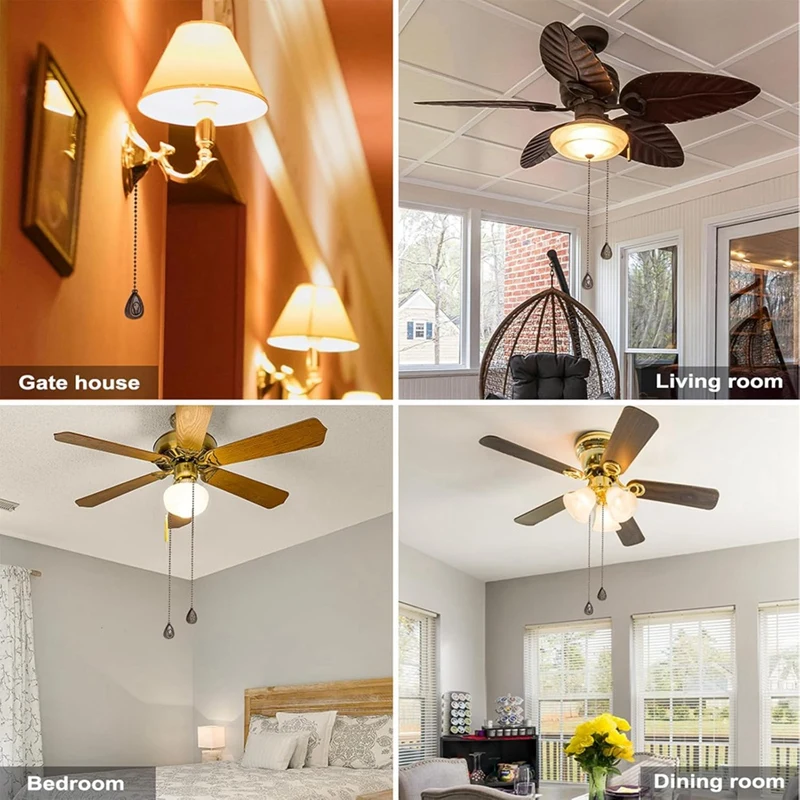 

4 Pack Bronzed Ceiling Fan Pull Chain Extension, Classic Drop Shaped Pendant Pull Chains For Ceiling Fans And Lights
