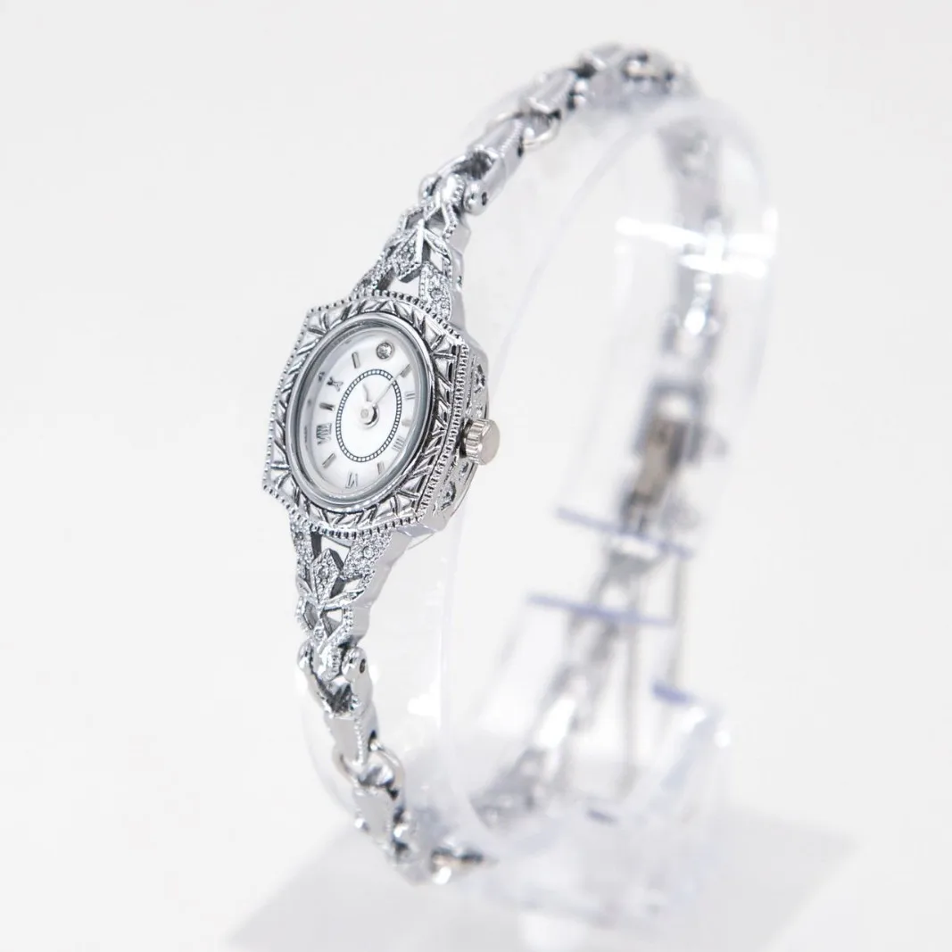 Squisito orologio al quarzo da donna natalizio limitato in ottone vintage con diamanti