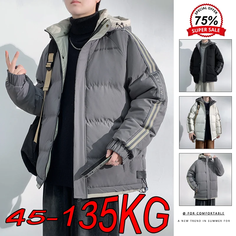 M-8XL Large Size Hooded Parkas Men's Winter Loose and Comfortable Thickened Bread Suit Plus Size Trend Warm Multicolor Jackets