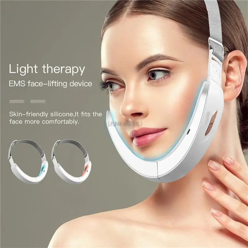 Micro Current V Facial Massager Face Lift Reduce Double Chin V Line Lifting Belt Cellulite Jaw Exerciser Cheek Firming