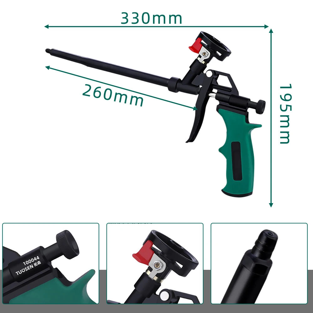 Foam Expanding Spray Gun Foaming Jet Glue Gun Metal Polyurethane Trigger Sprayer Pump Sealant Caulking Tool for House Renovation