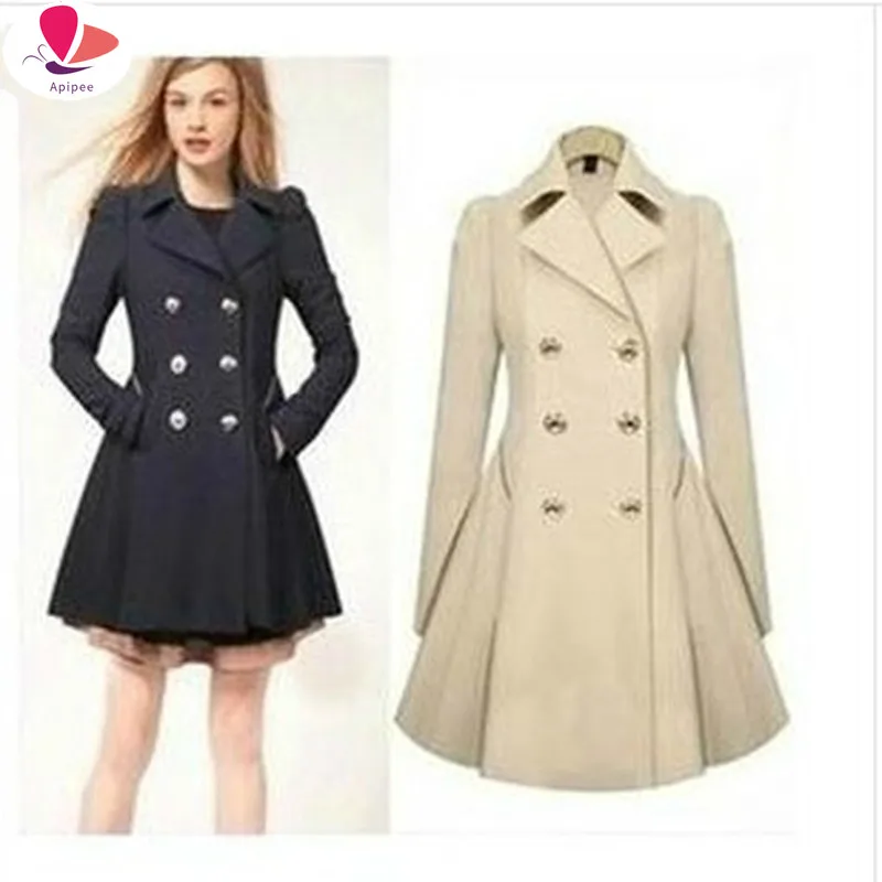 

APIPEE Women's Winter Lapel Double Breasted Wool Trench Coat Long Overcoat Woman Coats Zipper Jackets Winter 2024