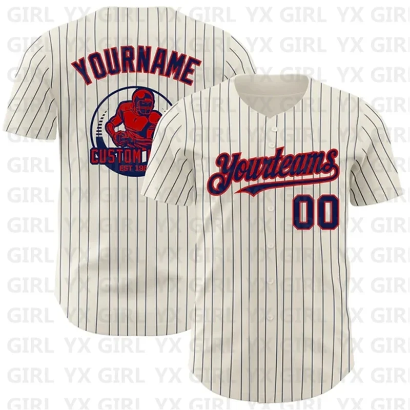 Custom OR Navy Pinstripe Red Authentic Baseball Jersey Men Women Shirt Casual Shirts