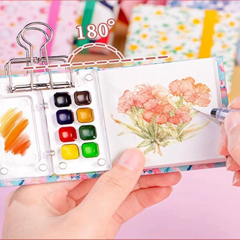 Mini Travel Fabric Square Watercolor Sketchbook 300g 20sheets Watercolor Painting Paper Pad For Painting Artist Art Supplies view 4