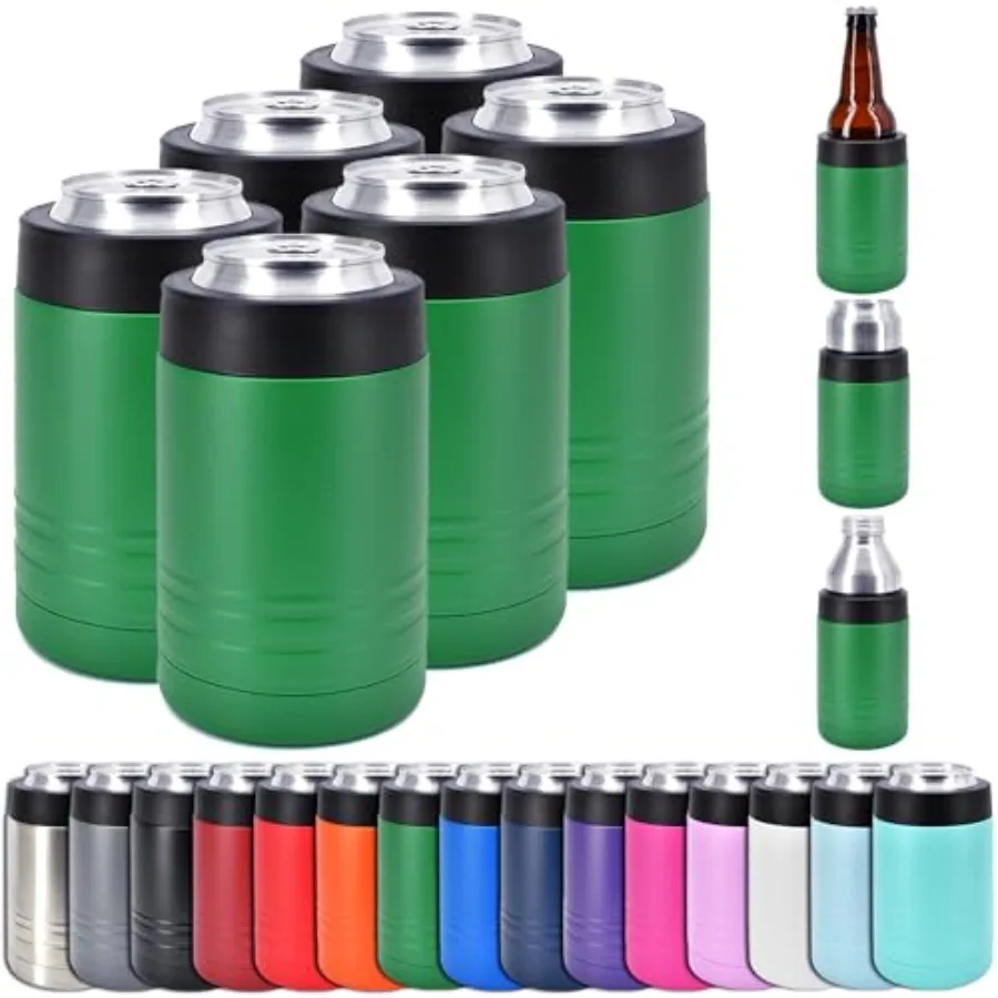 

12 oz Double Wall Vacuum Insulated Can or Bottle Beverage Cooler - Powder Coated - 6 Pack