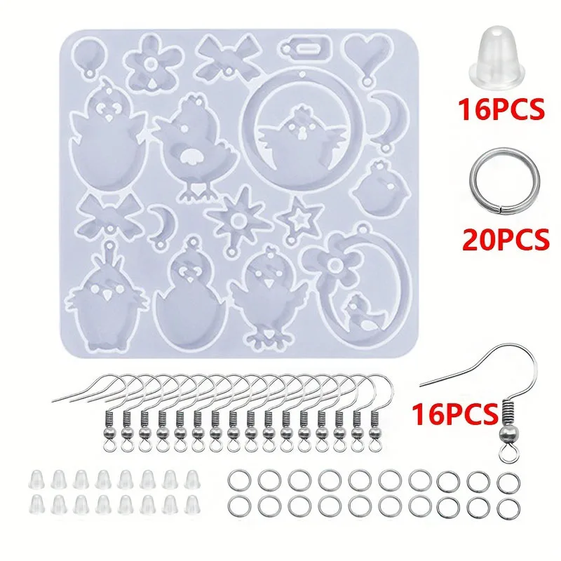 

DIY Dropped Animal Series Pendant Earrings Silicone Mold Cute Chicken Earrings Jewelry Mold