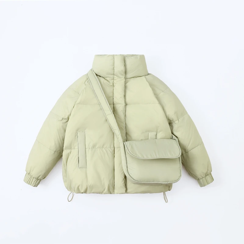 2024 New Winter Down Jackets Kid Thick Cotton Padded Coats Female Stand Collar Loose Puffer Parkas Down Jackets Outwear