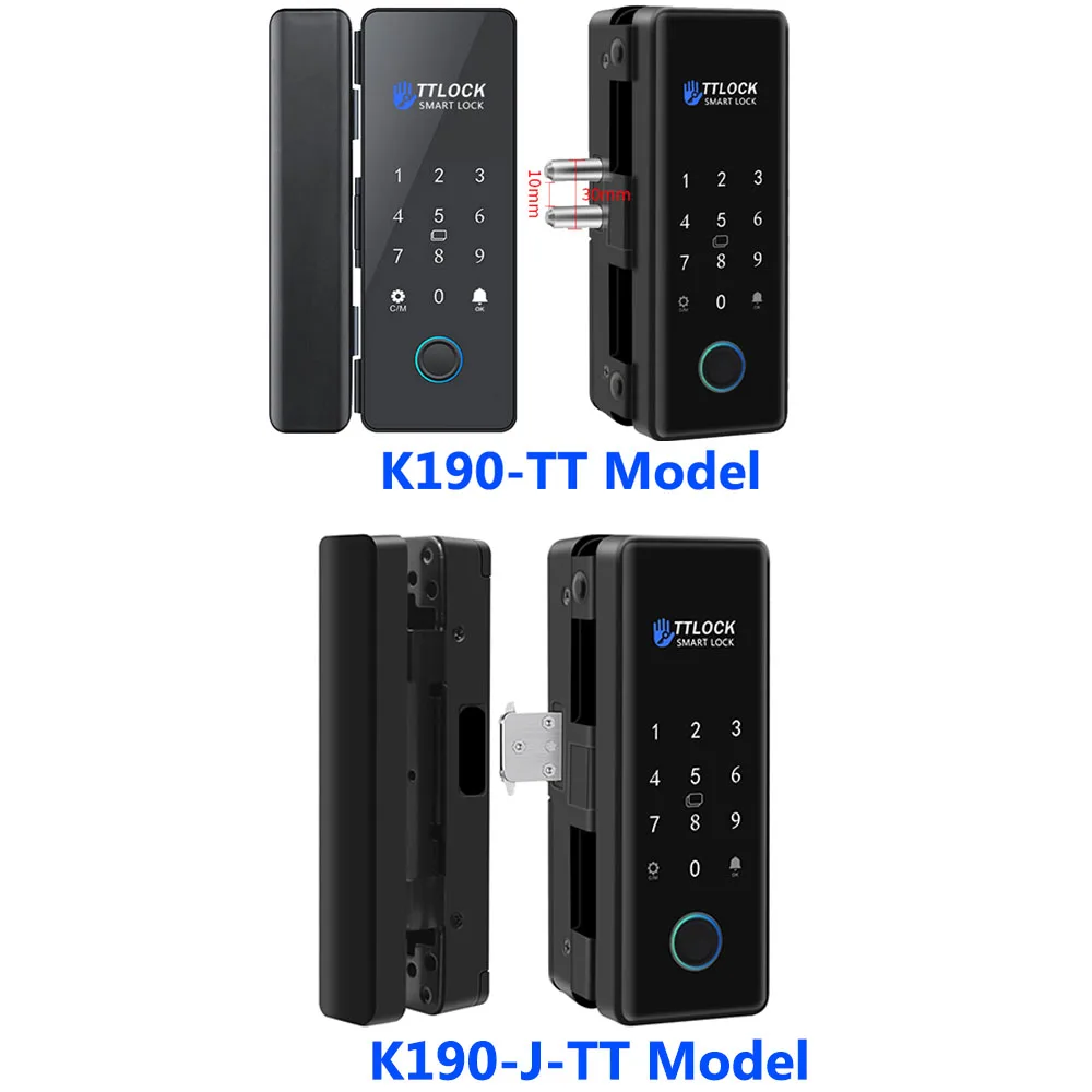 Bluetooth TTLOCK APP Unlock Control Smart Glass Door Lock Electronic Biometric Fingerprint Electric Lock Password 13.56Mhz RFID