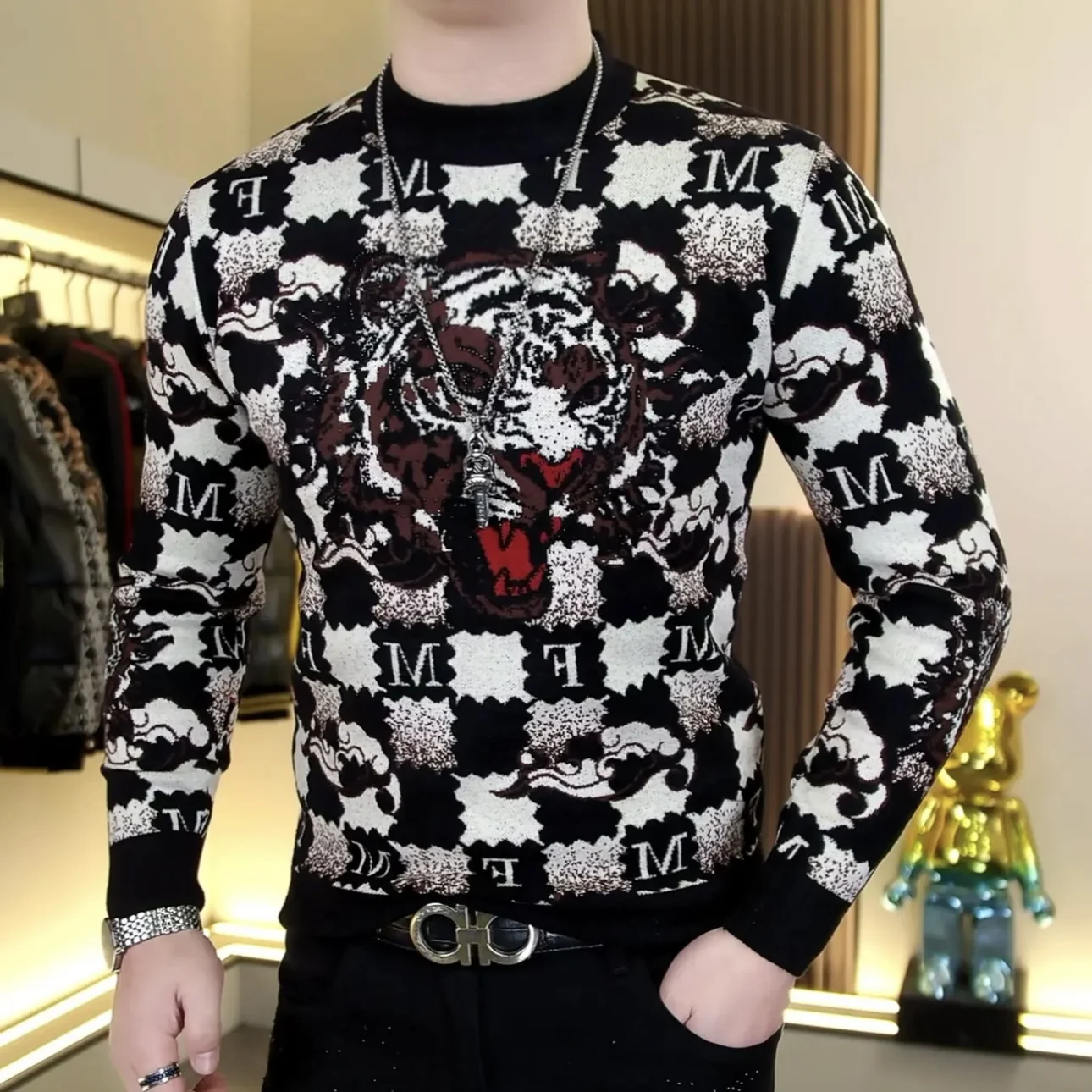 

Men's round Ne Knitted Sweater Faion Slim Fit Base irt Top Winter New Sle European Sle Polyester Fiber ort Sve