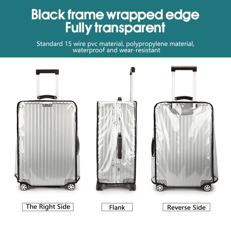 2027 Travel Transparent Luggage Cover Waterproof And Dustproof PVC Wear Resistant Fits 20-30 Inch Suitcases