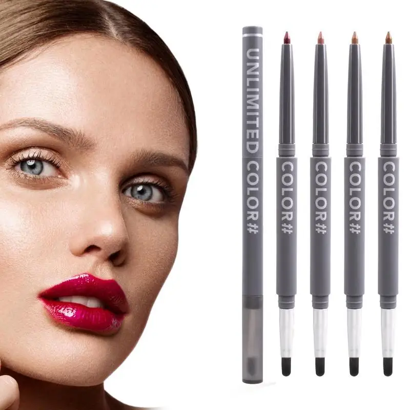 Dubbel Uiteinde Lipliner 4 Stuks Hoge Gepigmenteerde Fluweelachtige Matte Lipliner Met Dubbele Kop Gepigmenteerde Lip Liner Make-Up Cadeausets Voor Vrouwen