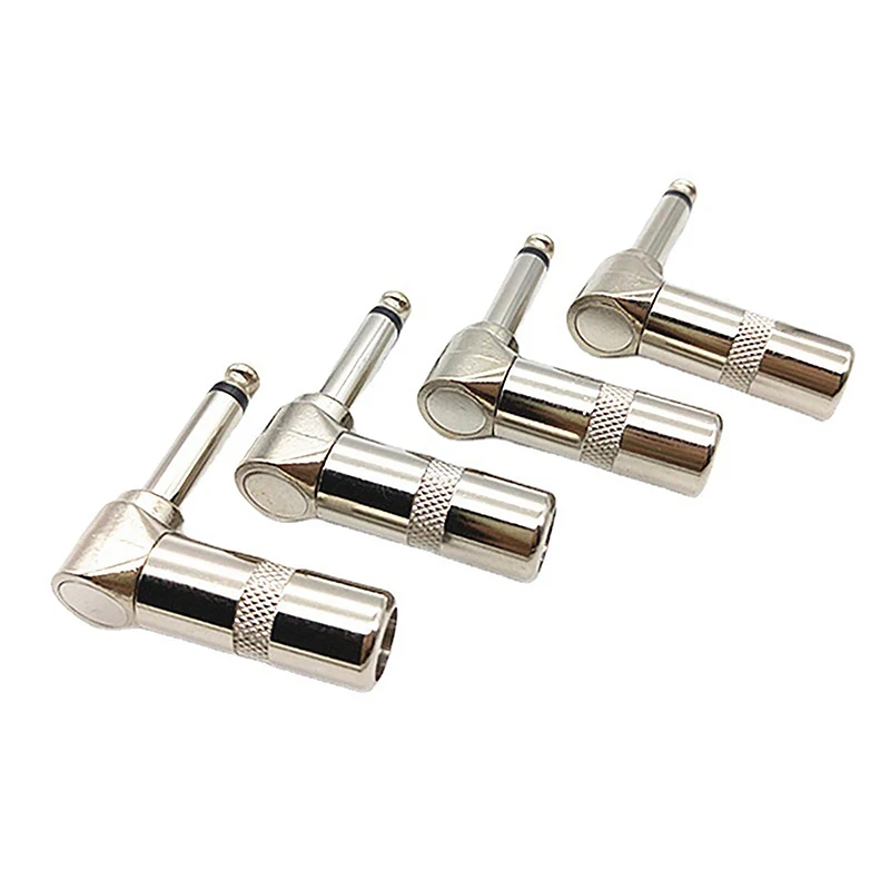 Single Track Pedal Microphone MIC Connector Right Angle 6.35MM Stereo Male Plug Guitar Wire Connector 1/4 Inch