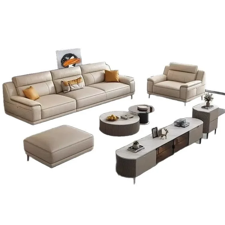 

The first layer of cowhide is simple, the leather art sofa is a modern living room, the princess is fully furnished