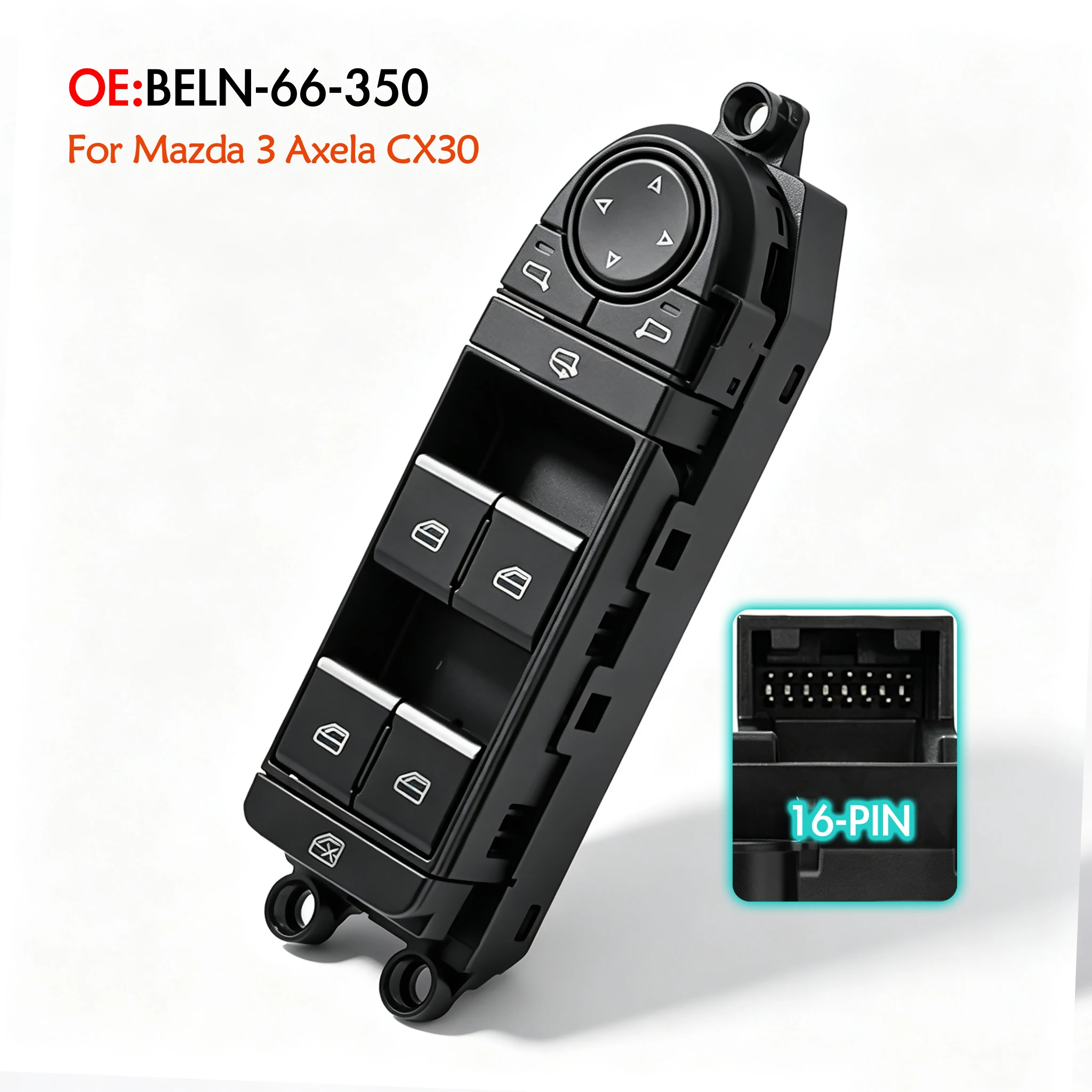 BELN-66-350 For Mazda 3 Axela CX30 CX-30 Front Left Driver Side Electric Main Power Window Switch Glass Lifter Control Button