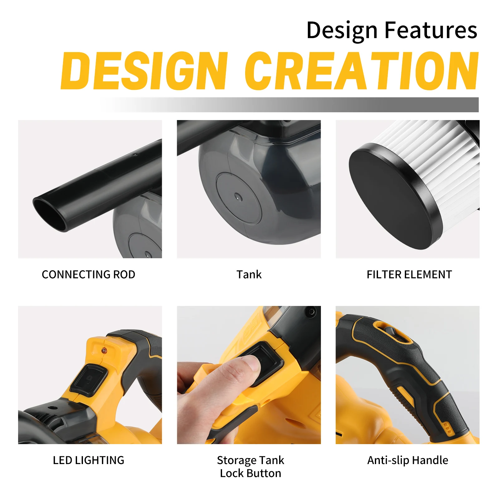 DEWALT 5 in 1 Portable Cordless Vacuum 400W Dry Handheld Electric Vacuum Cleaner for Floor Carpet Car For DeWalt 20V Battery