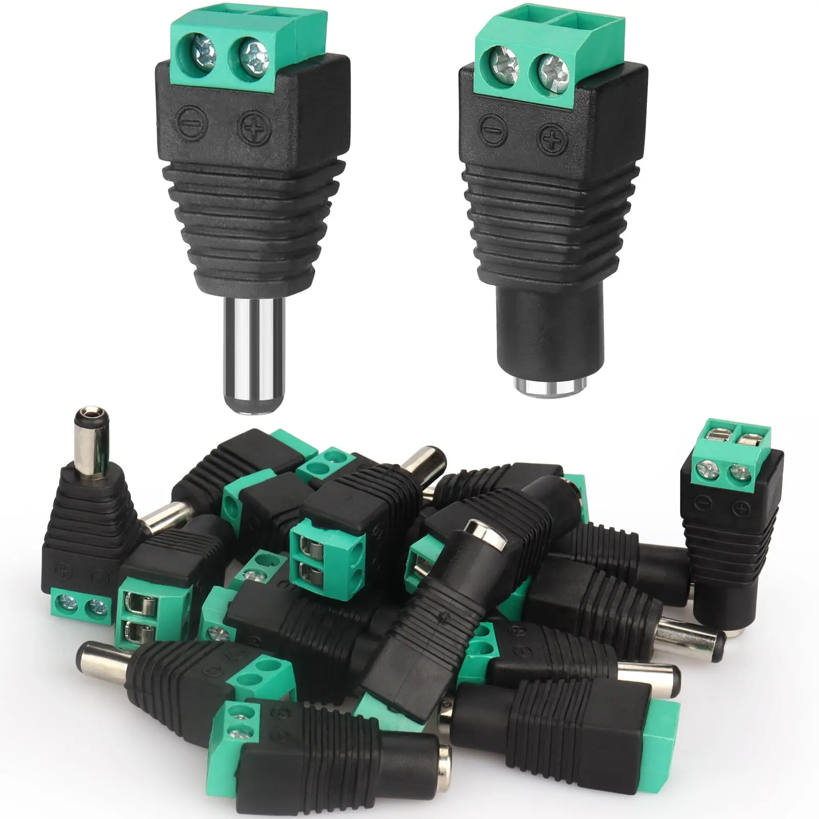 5/10/20 Pairs 12V DC Power Connector 5.5mm X 2.1mm, (10 X Male + 10 X Female) Power Jack Plug Barrel Adapter, DC Power Connector